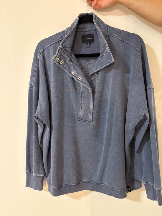 Silver Jeans Sweaters - Silver Jeans Men's Washed Blue Zip-Snap Collar Sweater